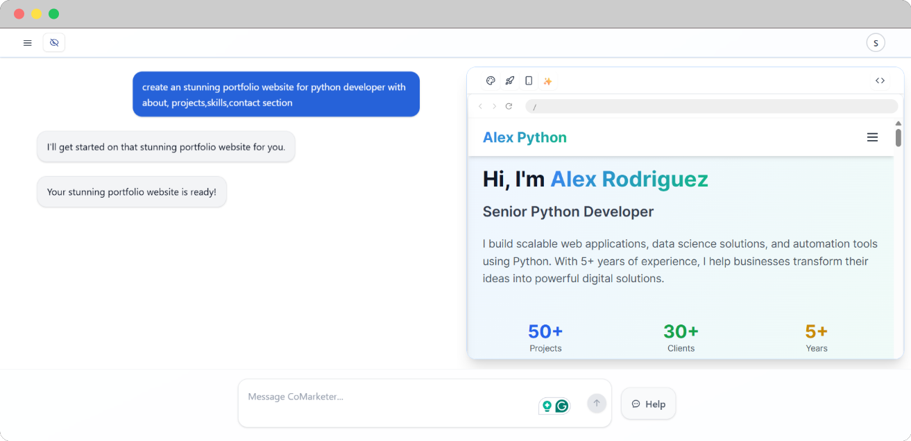 Website generation screenshot
